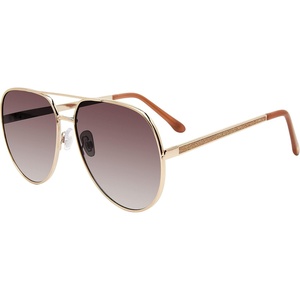 Steve Madden Women’s Female Sunglasses Style Visage Aviator, Shiny Gold/Glitter/Smoke Gradient, 63mm, 16mm
