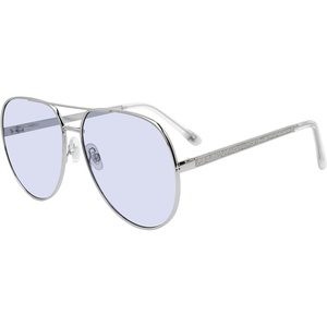 Steve Madden Women’s Female Sunglasses Style Visage Aviator, Shiny Silver/Glitter/Blue, 63mm, 16mm