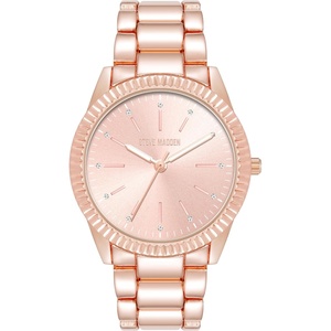 Steve Madden Women’s Genuine Crystal Accented Bracelet Watch(Rose Gold)