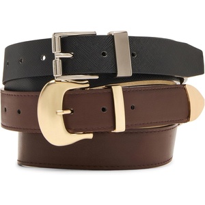 Steve Madden Women’s Hailey 2 for 1 Pant Belt(Chocolate)