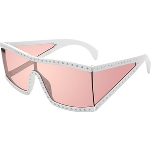 Steve Madden Women’s Jagger Sunglasses(White/Silver/Rose Mirrored)