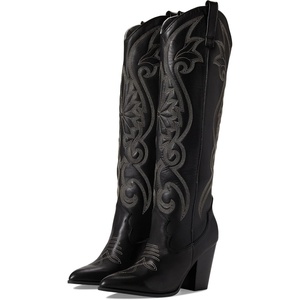 Steve Madden Women’s Lasso Western Boot(Black Leather)