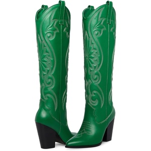 Steve Madden Women’s Lasso Western Boot(Green Leather)