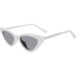 Steve Madden Women’s Lopez Cat Eye Sunglasses Sunglasses(White/Silver/Solid Brown)