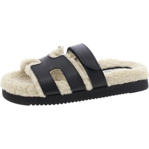Steve Madden Women’s Mayven Sandal(Black Leather Fur)