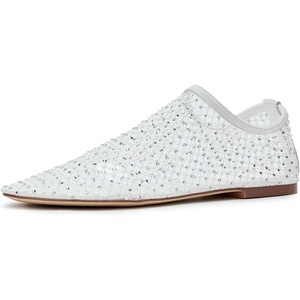 Steve Madden Women’s Mino Ballet Flat(White Rhinestone)