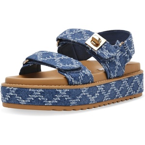 Steve Madden Women’s Mona Black Leather(Denim Multi)