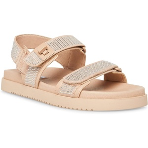 Steve Madden Women’s Mona Black Leather(Natural Multi Rhinestone)