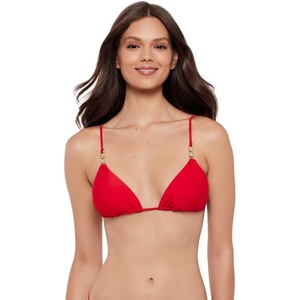 Steve Madden Women’s Over The Shoulder Basic Triangle Bikini Top(Cherry)