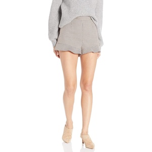 Steve Madden Women’s Plaid About You Ruffle Plaid Short(Brown)