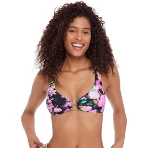 Steve Madden Women’s Ring Front Swim Bralette Top(Dazy Fields)