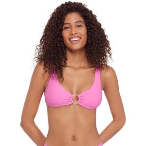 Steve Madden Women’s Ring Front Swim Bralette Top(Neon Pink)