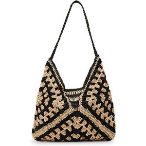Steve Madden Women’s Steve Madden Bora Straw Crochet Hobo(Black)