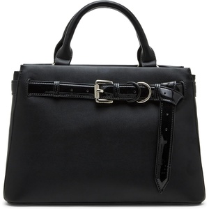 Steve Madden Women’s Steve Madden Roxanne Smooth Satchel With Patent Belt(Black)