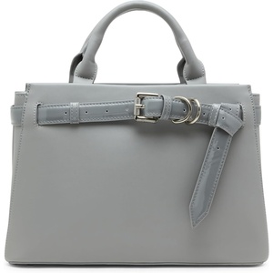 Steve Madden Women’s Steve Madden Roxanne Smooth Satchel With Patent Belt(Light Grey)