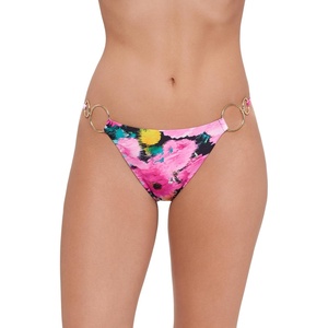 Steve Madden Women’s Strap Side Bikini Bottom with Gold Beads(Dazy Fields)