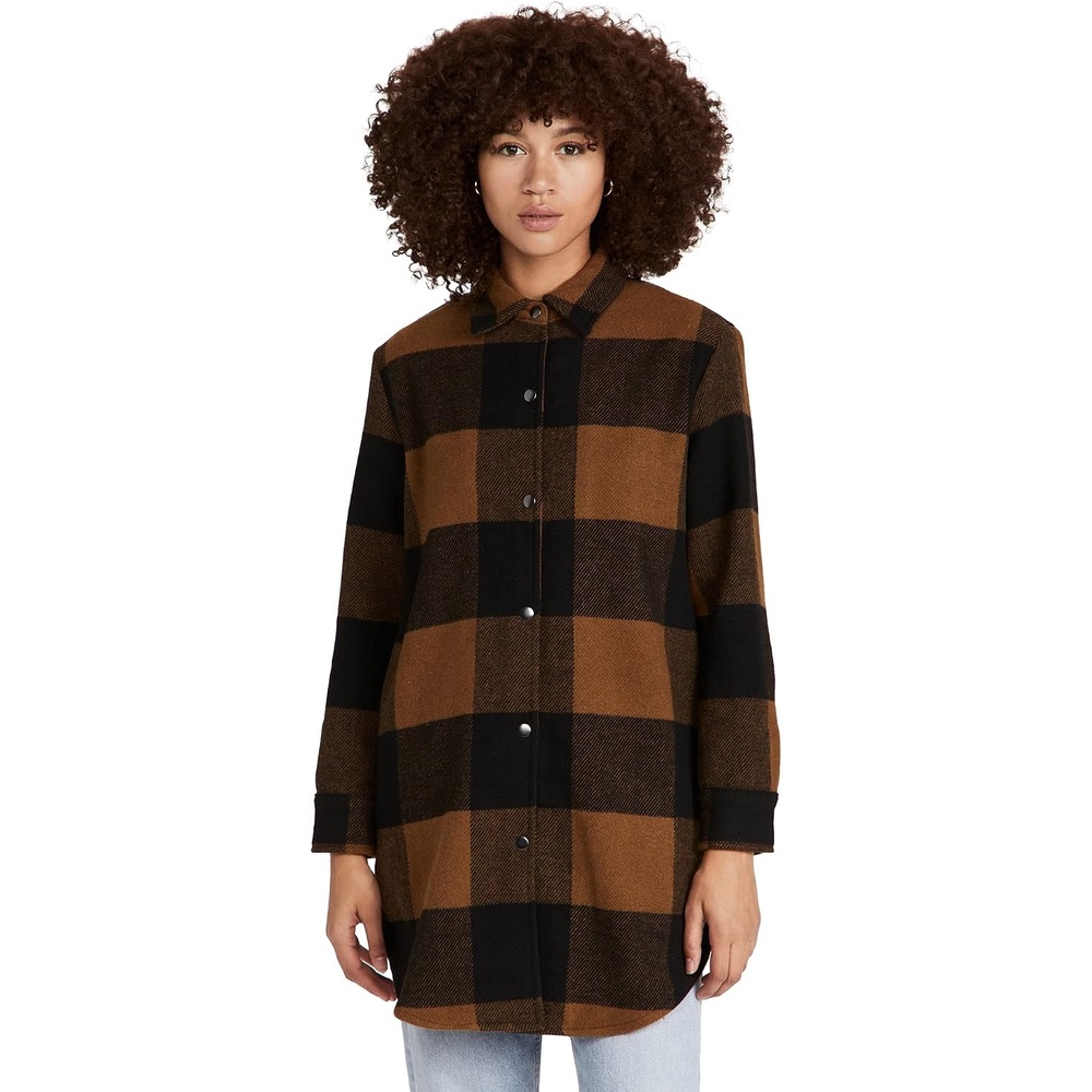 image:imageBB Dakota Womens Junior Eldridge Buffalo Plaid Coat Outerwear CognacCognac