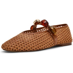 Steve Madden Women’s Poppin Ballet Flat(Brown Raffia)